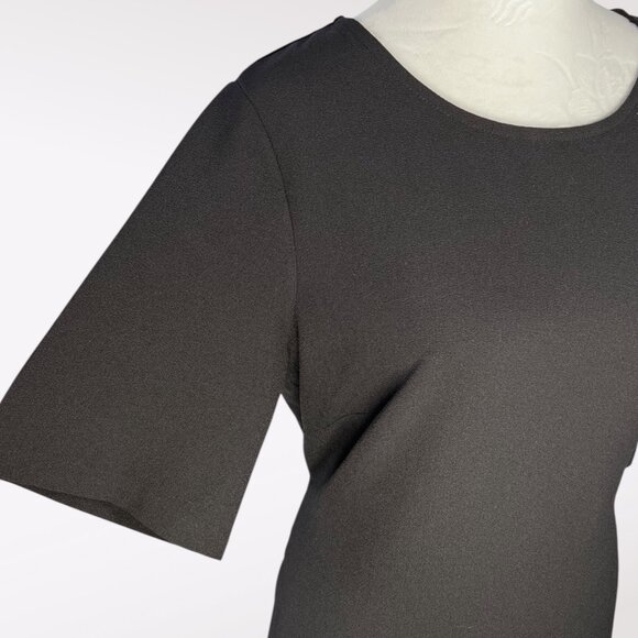 Chelsea28 Black Belted Midi Dress Short Sleeve Size Medium - Picture 8 of 9